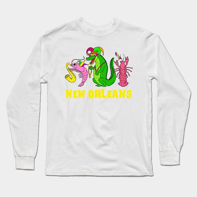 Mardi Gras New Orleans Long Sleeve T-Shirt by HonuHoney